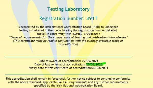 INAB cert